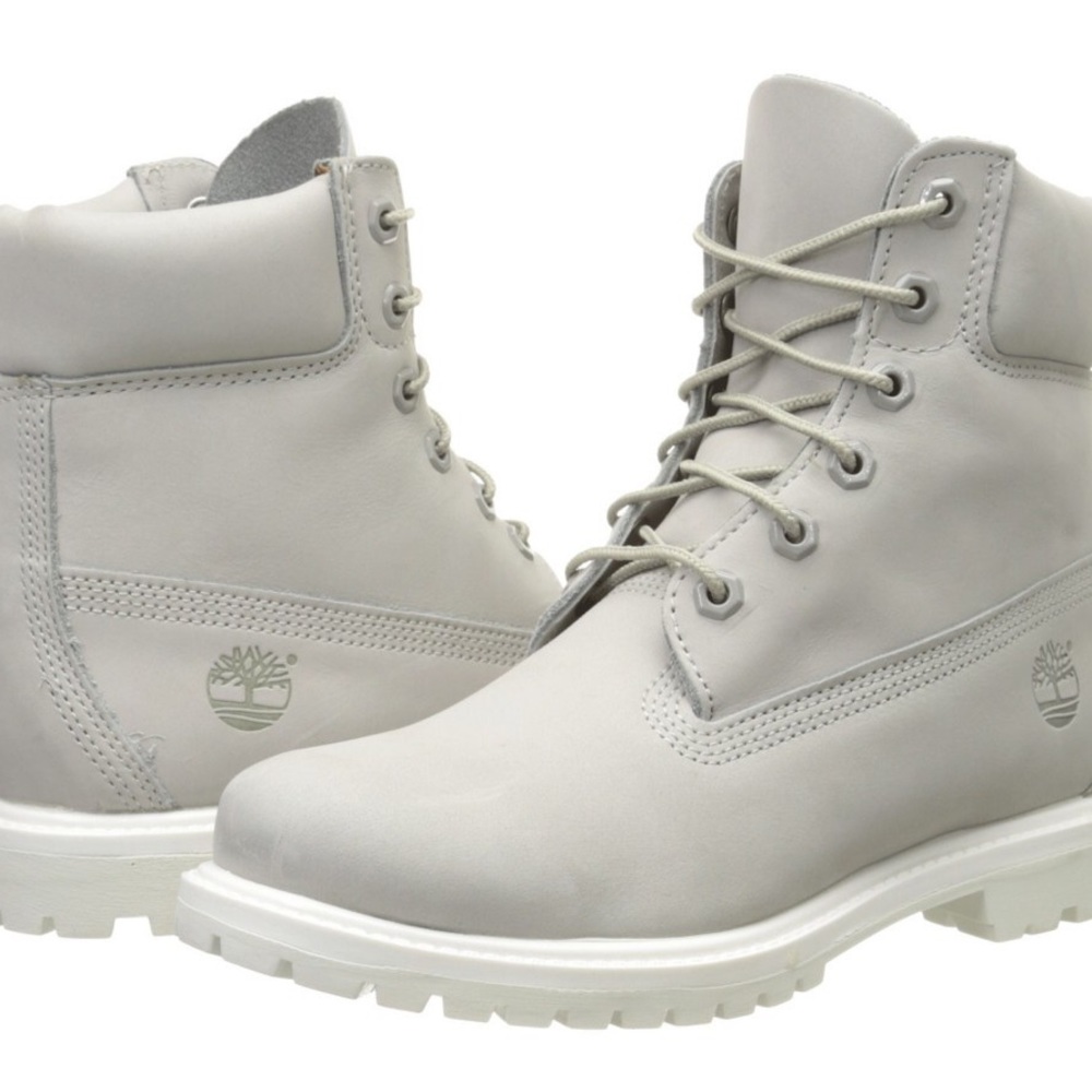 Gray and White Waterproof Timberlands